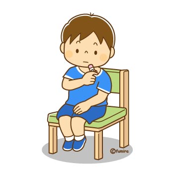 熱を測る男の子のイラスト