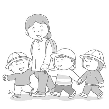 おさんぽする子どもたちのイラストラフ