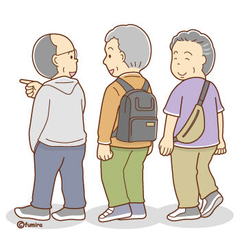 おさんぽするおじいちゃんたち350