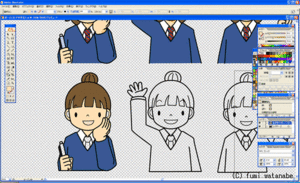 中学生の女の子色ぬり