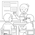 みんなの前で発表をする小学生のイラストぬりえ120