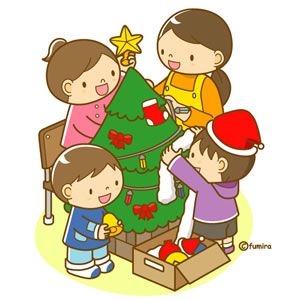 クリップアート クリスマスの飾り付け 子供と動物のイラスト屋さん イラストレーターわたなべふみ のブログ