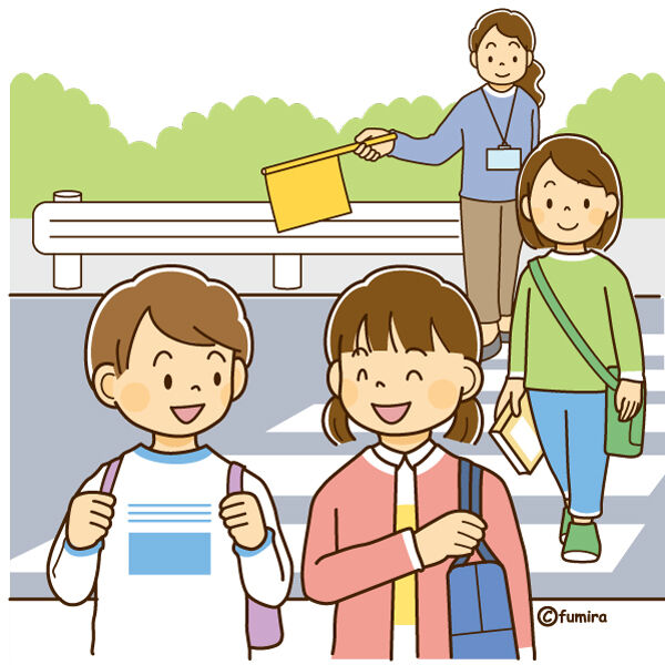 クリップアート 小学校中学年 高学年の女の子のイラスト5 友達に手を振る バスで移動する 横断歩道をわたる 子供と動物のイラスト屋さん イラストレーターわたなべふみ のブログ