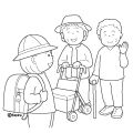 小学生とおばあちゃんたちのイラストぬりえ