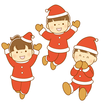 クリスマスイラスト素材---笑顔の子どもサンタ