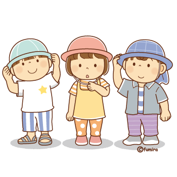 帽子をかぶる子どもたちのイラスト350