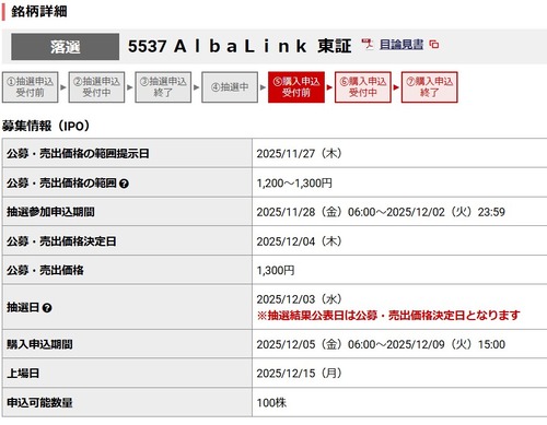★IPO★ 5537   AlbaLink    抽選結果！＆今日の４コマ漫画！！