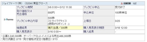 ★IPO★ 520A   ジェイファーマ  抽選結果 ＆ 若葉 ！