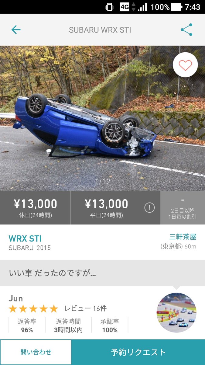 個人間シェアサービスでwrx Stiを貸したところ 峠を攻められ事故 廃車 ガハろぐnewsヽ W ｽﾞｺｰ