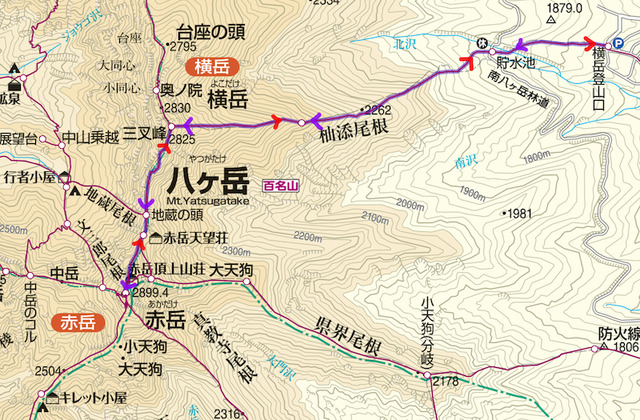 map_赤岳 杣添尾根