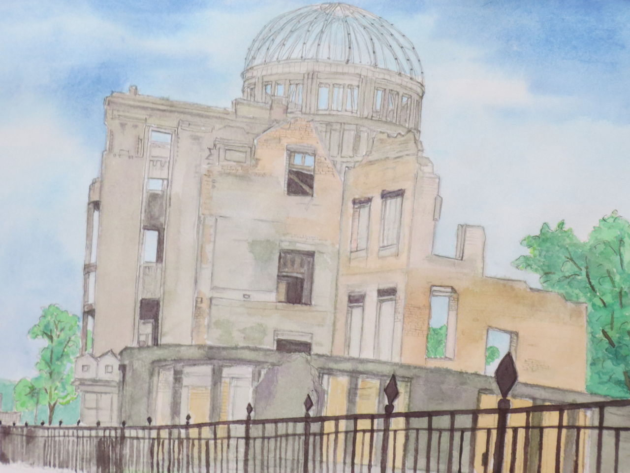 原爆ドーム 絵画 漆喰画 送料込 値下げ‼️ 手刷り 木版画 世界遺産 原爆ドーム 送料込！ - メルカリ