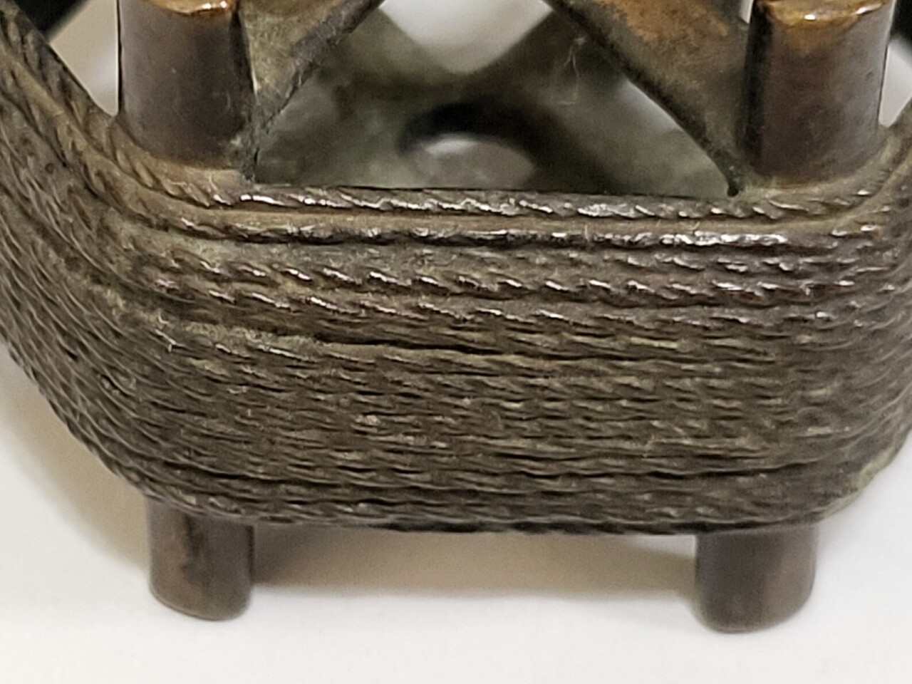 ▽良▽【時代】古銅糸巻蓋置　茶道具 糸巻蓋置（いとまき ふたおき）