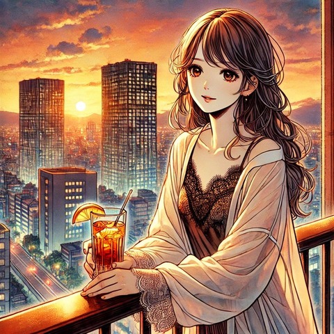 A_young_and_beautiful_Japanese_woman_standing_by_a_shoujo_manga