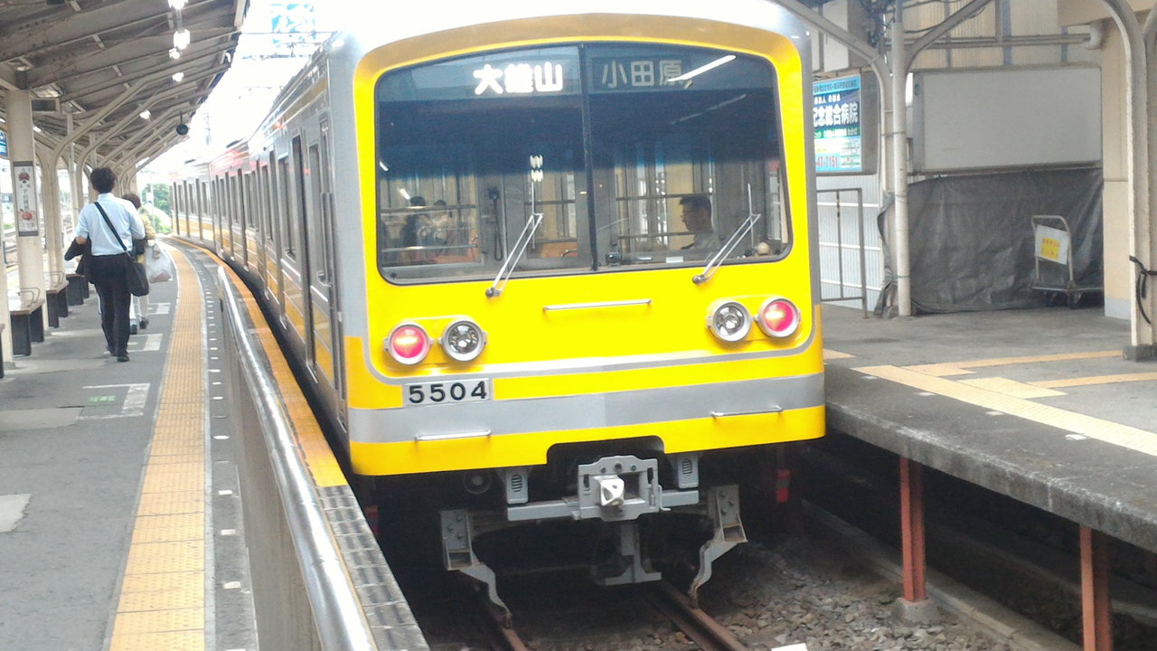 大雄山線 幸せのハートのつり革 : 花咲かすおじさん