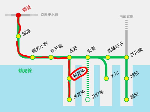 鶴見線路線図