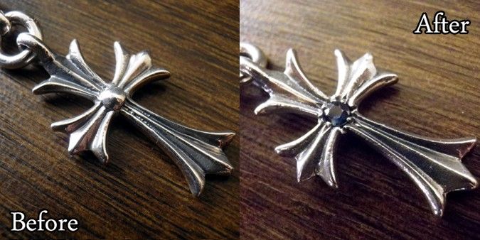 クロムハーツカスタム タイニーCHクロス アフター ブルーサファイア