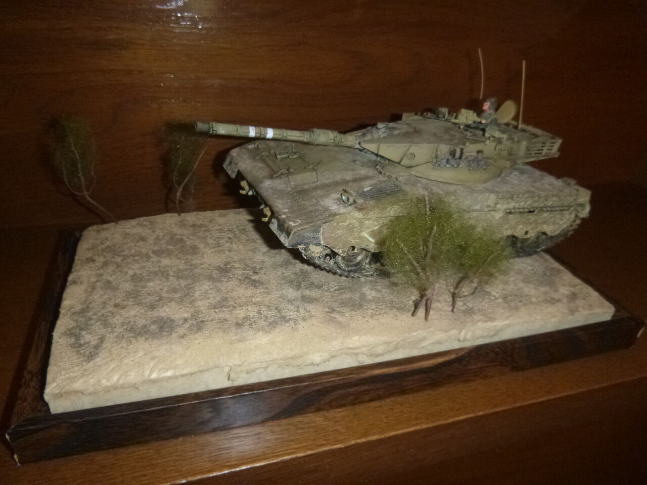 朽ちて池に沈んだT72 ジオラマ メルカバ戦車付き