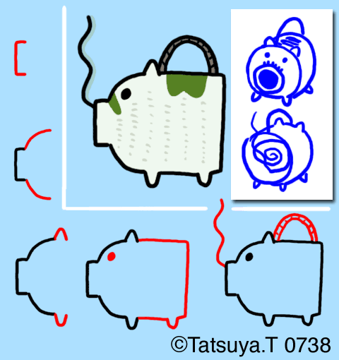 ブタ型の蚊取り線香入れ 斉藤コミュ絵 ブタ型の蚊取り線香入れ 斉藤コミュ絵