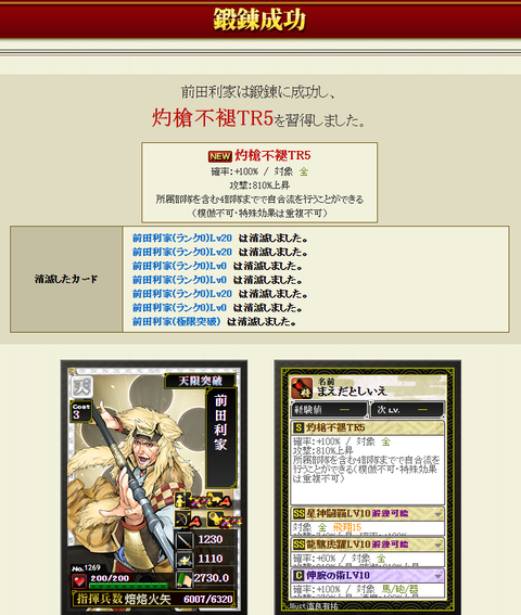 前田鍛錬結果