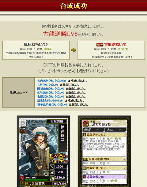 伊達極限付け替え結果