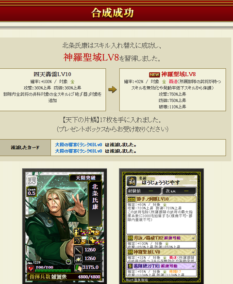 北条付け替え結果