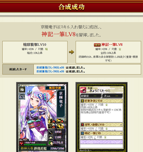 京極2枠目結果