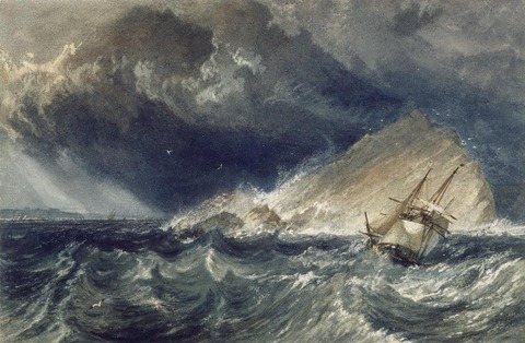 海の嵐に逆らう帆船　ターナー