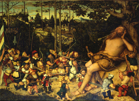 眠るヘラクルスと小人たち　クラナハ
