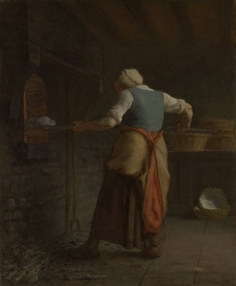 パンを焼く女性　ミレー