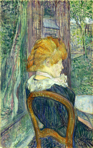 toulouse-lautrec 庭に座る女性