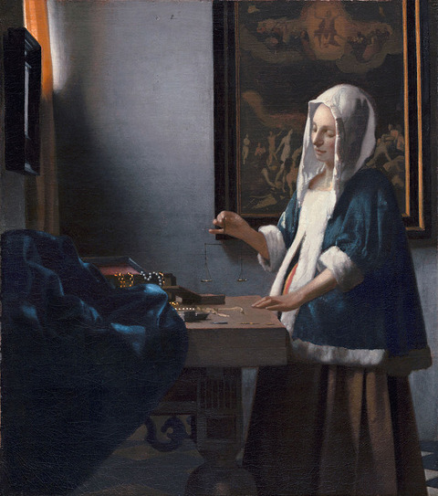 秤を持つ女-Vrouw_met_weegschaal_van_Vermeer