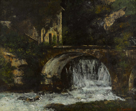 ルーの上流の橋と水車小屋 ギュスターヴ・クールベ