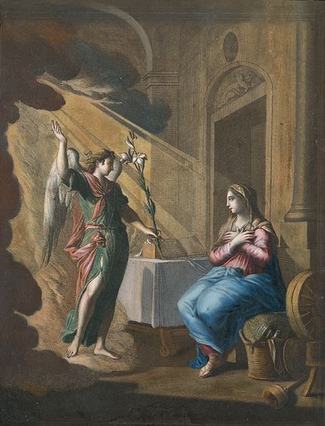 受胎告知 キャビネットの装飾