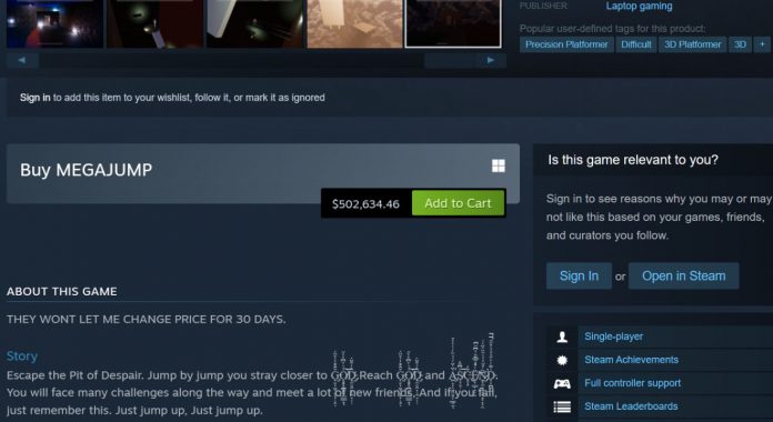 Steamにて約6500万円のゲームが登場、からの自主的に販売停止