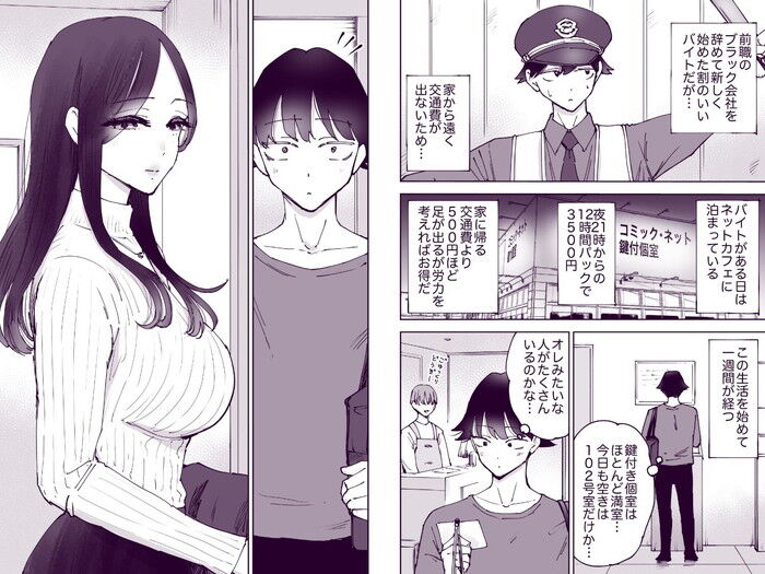 同人エロ漫画・ネカフェのおねえさんとオナニーシーン乳首、クリ、膣内ローター責