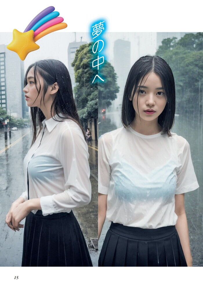 ゲリラ豪雨で乳首透け透け美女エロ画像