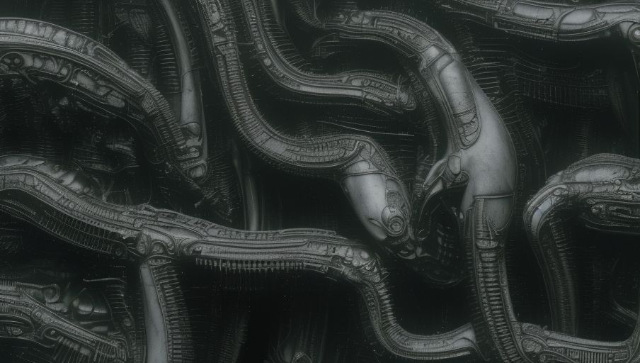 Giger-like decorative pattern 01 : GC's AIArts ビジュアルアーカイブ「GENKAICAT-AIA」