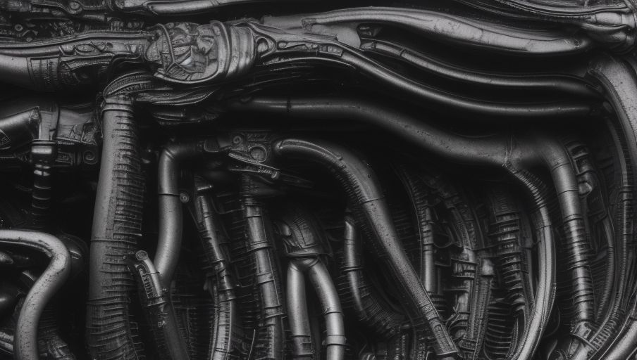 Giger-like decorative pattern 01 : GC's AIArts ビジュアルアーカイブ「GENKAICAT-AIA」