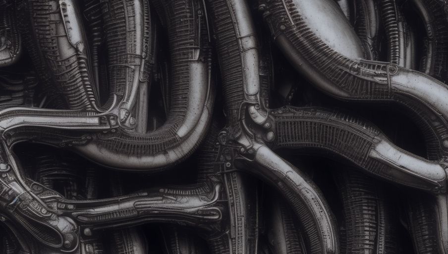 Giger-like decorative pattern 01 : GC's AIArts ビジュアルアーカイブ「GENKAICAT-AIA」