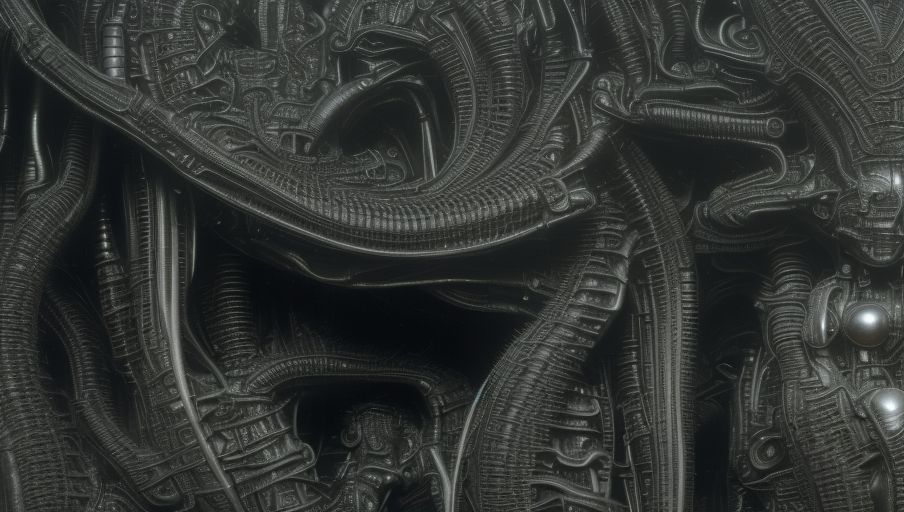 Giger-like decorative pattern 01 : GC's AIArts ビジュアルアーカイブ「GENKAICAT-AIA」