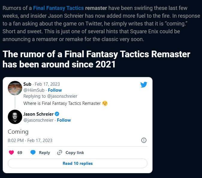 「ファイナルファンタジータクティクス」リマスター濃厚か？