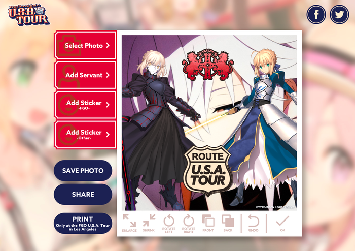 Fate Grand Order U S A Tour 2019 背景 サーヴァント ステッカーを組み合わせてオリジナルフォトが作れる特設ページ Souvenir Photo Generator が公開 Fate Grand Order Blog
