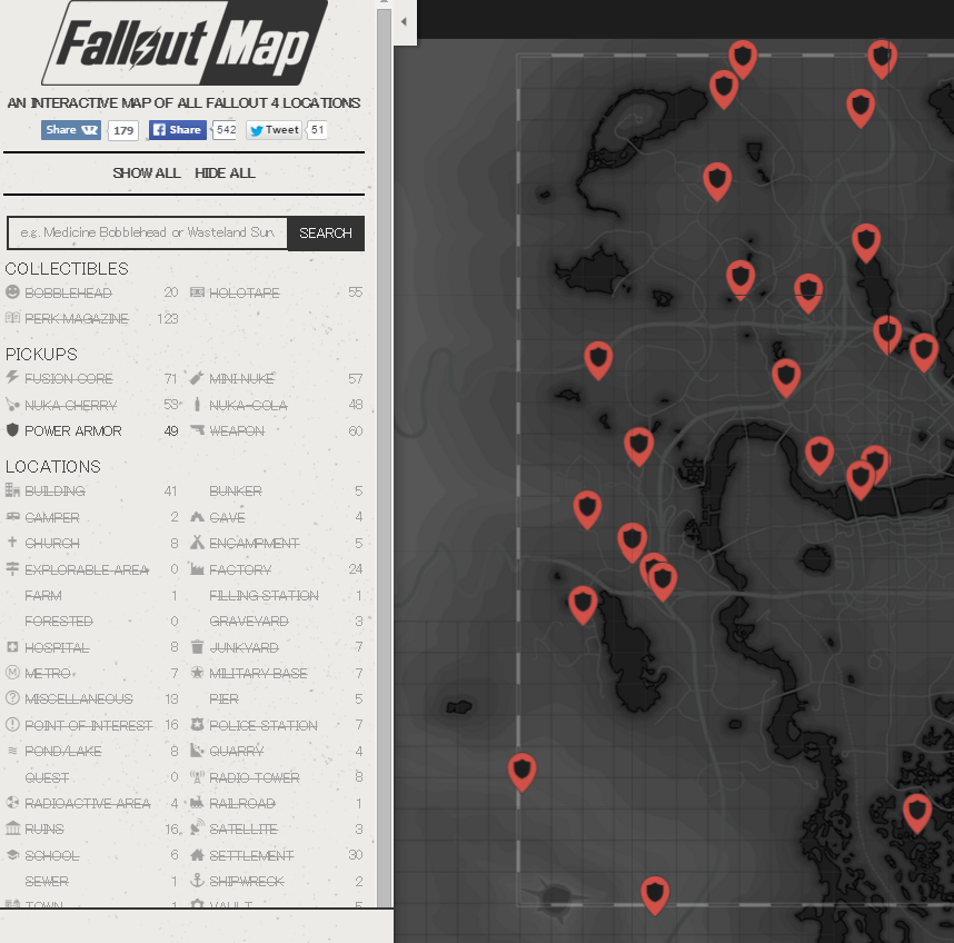 Fallout4 パワーアーマーやフュージョンコアの場所もわかるロケーションマップ ゲーム攻略のまるはし
