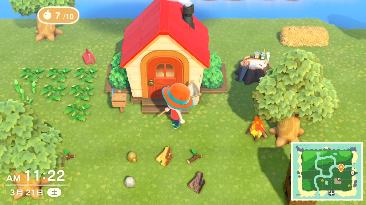 のんびり借金生活 あつまれ どうぶつの森 2日目 スコップとたかとびぼうを入手していざ川の向こうでかせき掘り 博物館建造へ ゲーム攻略のまるはし