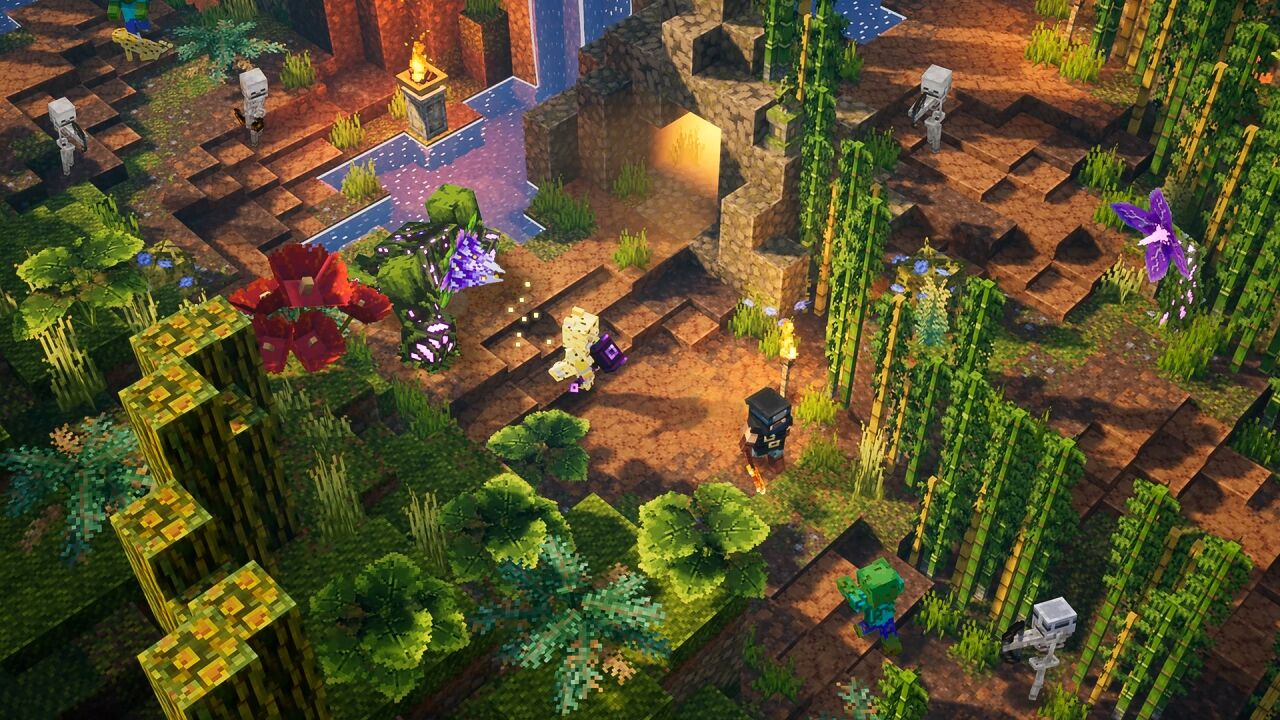 マイクラダンジョンズ 7月に3つのミッション 新たな武器や防具を追加するdlc Jungle Awakens をアナウンス クロスプラットフォームや無料コンテンツにも言及 ゲーム攻略のまるはし