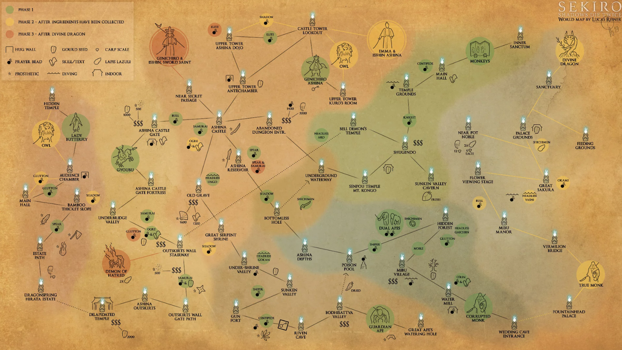 Sekiro 海外ユーザーが攻略マップを作成 ゲーム攻略のまるはし
