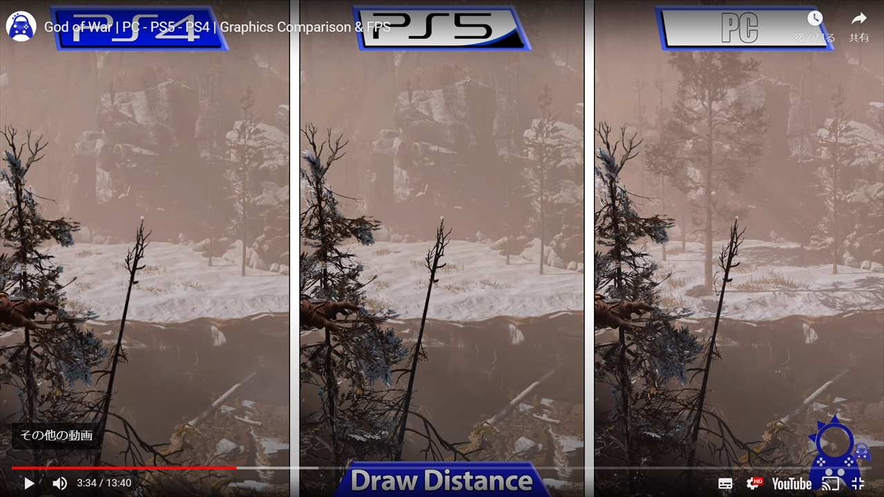 ゴッド・オブ・ウォー』グラフィックとロード時間、fps比較 (PC PS5 PS4) ゲーム動画保管庫
