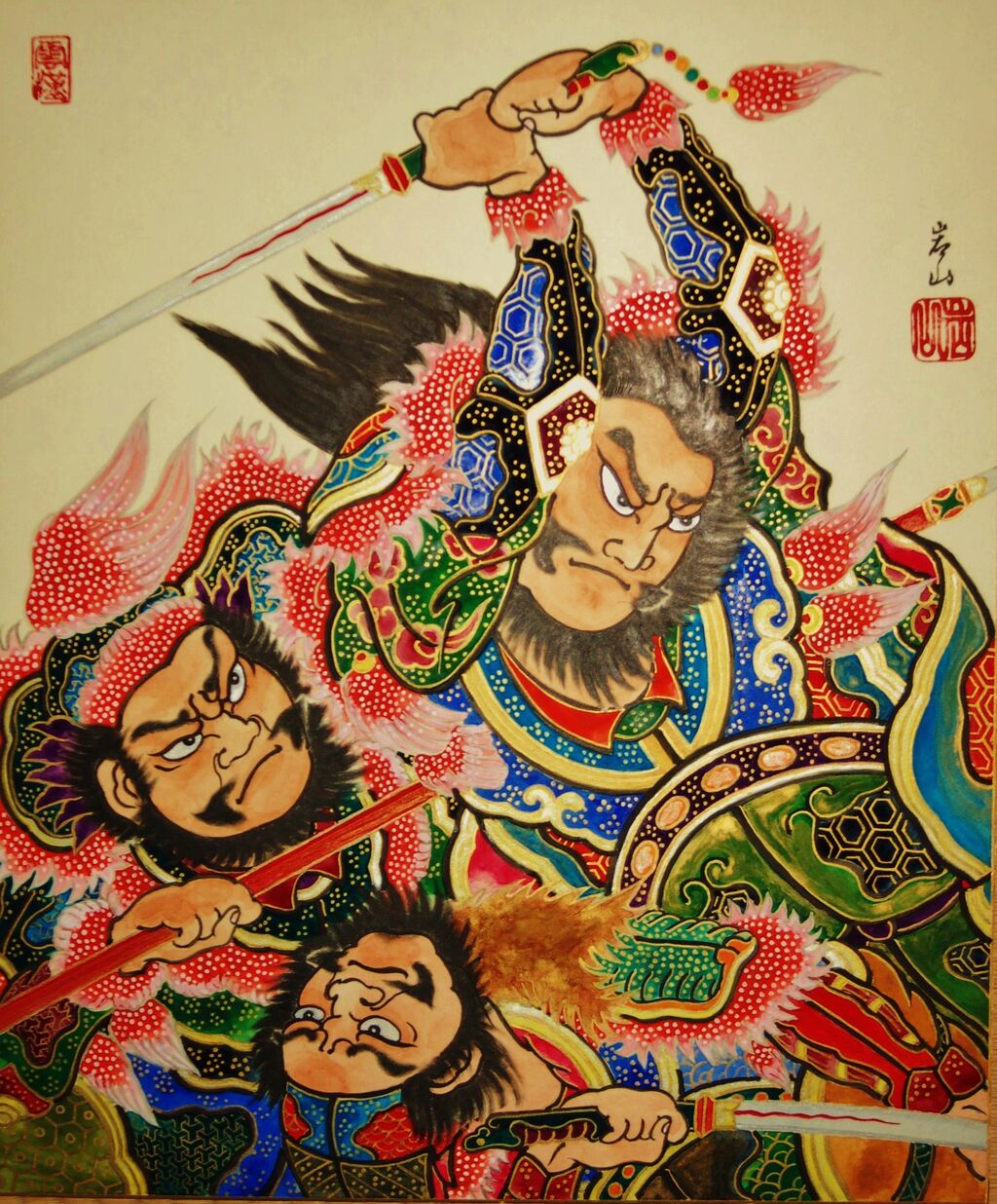 【画】　★ 額装 夜戦馬超図挂屏 ★　作家物　三国志 郭明馥 真作保証　当代芸術 三国志真戦 PKシーズン 馬超徹底解説 関銀屏徹底解説 馬超編成紹介 関