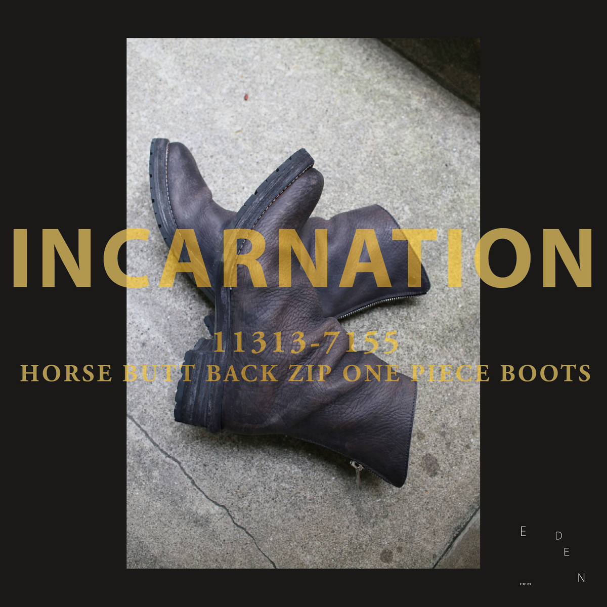 incarnation 11313-7155 HORSE BUTT BACK ZIPワンピースブーツの incarnation 11313-7155 HORSE BUTT BACK ZIPワンピースブーツの