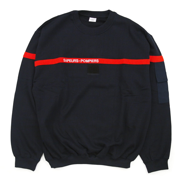 【即日発送・EU古着】ナンバリング　ファイヤーマン　スウェット　消防士　紺　XL フランス軍 F-1 ファイヤーマン プルオーバーシャツ ネイビー 長袖 デッドストック JS201NN 空軍 AF エアフォース 航空消防隊 消防士  ファイアーマン ハイネック ポロシャツ ロングスリーブ アンダーシャツ 刺繍文字 メンズ 男性 実物ミリタリー 軍物 軍モノ |